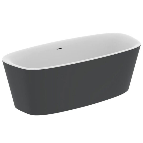 ideal-standard-vasca-centro-stanza-dea-180x80-con-colonna-di-scarico-e-telaio-colore-bianco-nero-opaco