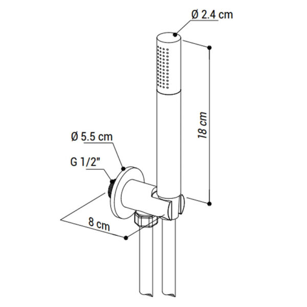 metaform-kit-doccetta-e-supporto-con-presa-acqua-black-tondo-colore-nero-opaco-dimensioni