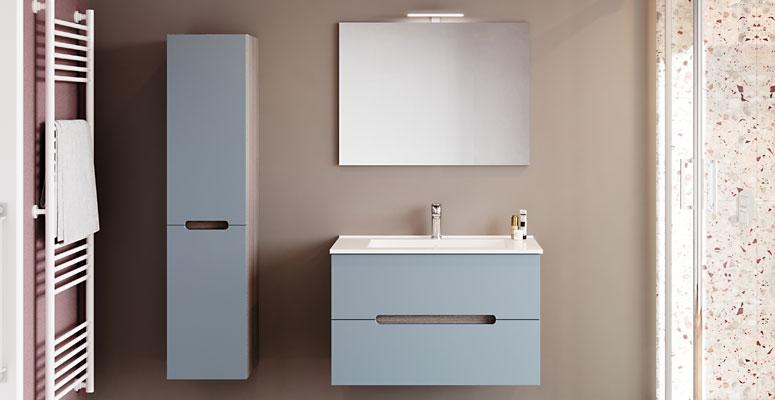 mobile-bagno-sospeso-con-lavabo-in-ceramica,-cassetti-e-specchio-stream-cm-80-blu-pastello-opaco-e-rovere-fumo-dettaglio-vista-frontale