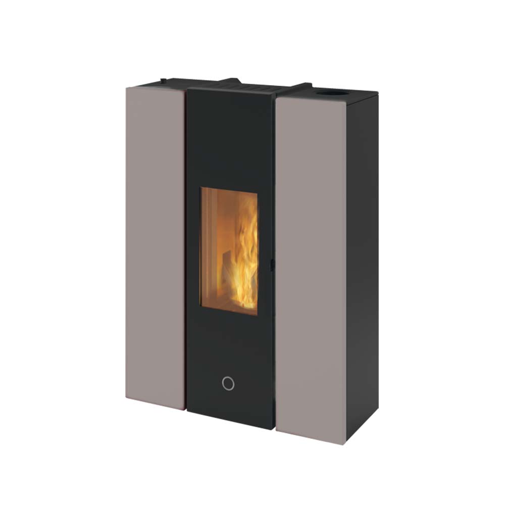 ek-63-by-edilkamin-stufa-a-pellet-gotha70-wifi-kw-6,7-acciao-colore-tortora-installazione ambiente-vista-laterale