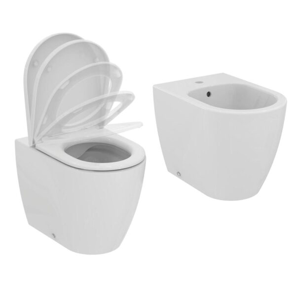 ideal-standard-ellisse-coppia-sanitari-a-terra-filoparete-vaso-wc-con-chiusura-rallentata-e-bidet-bianco-lucido-t569501-+-t569401