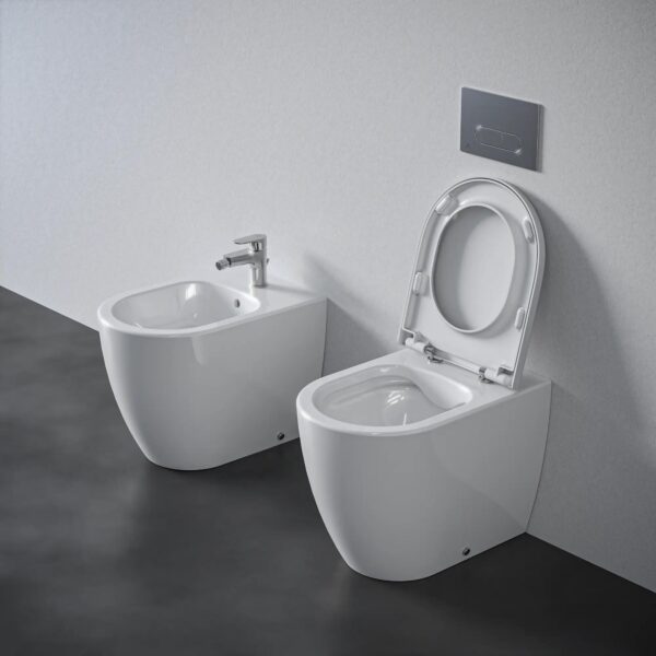ideal-standard-ellisse-coppia-sanitari-a-terra-filoparete-vaso-wc-con-chiusura-rallentata-e-bidet-bianco-lucido-t569501-+-t569401-installazione
