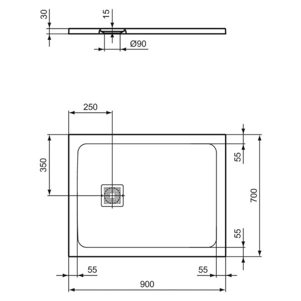 ideal-standard-ulltra-flat-s-+-piatto-doccia-100×70-bianco-effetto-pietra-t5606fr-dimensioni