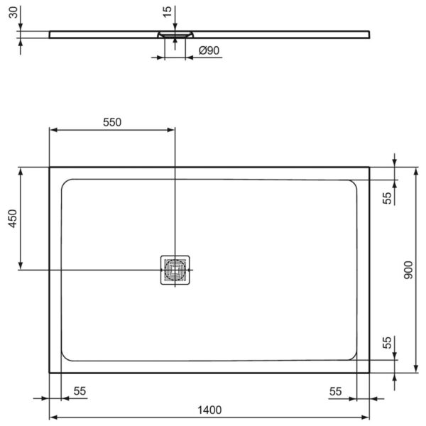 ideal-standard-ulltra-flat-s-+-piatto-doccia-140×90-bianco-effetto-pietra-t5598fr-dimensioni