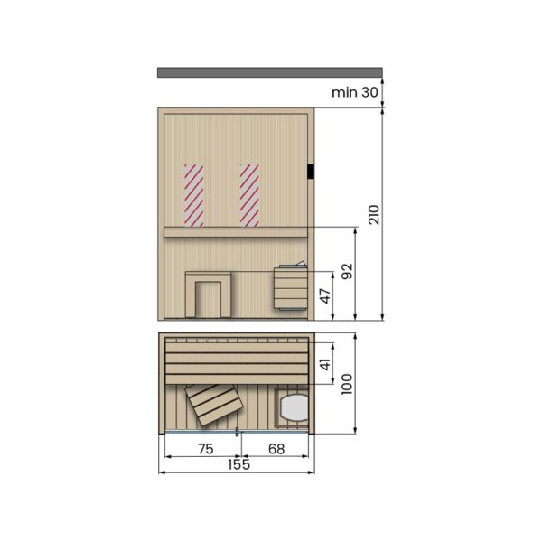 novellini-fun-sauna-finlandese-155x100-dimensioni