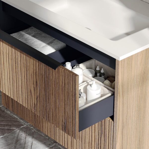 mobile-bagno-sospeso-80-cm-eterna-effetto-plissettato-color-tabacco-dettaglio-apertura-cassetto