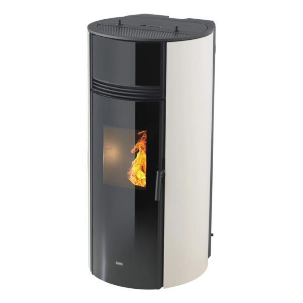 klover-termostufa-pellet-idro-thermosuper-120s-15,6-kw-a++-cinque-stelle-color-avorio-vista-laterale